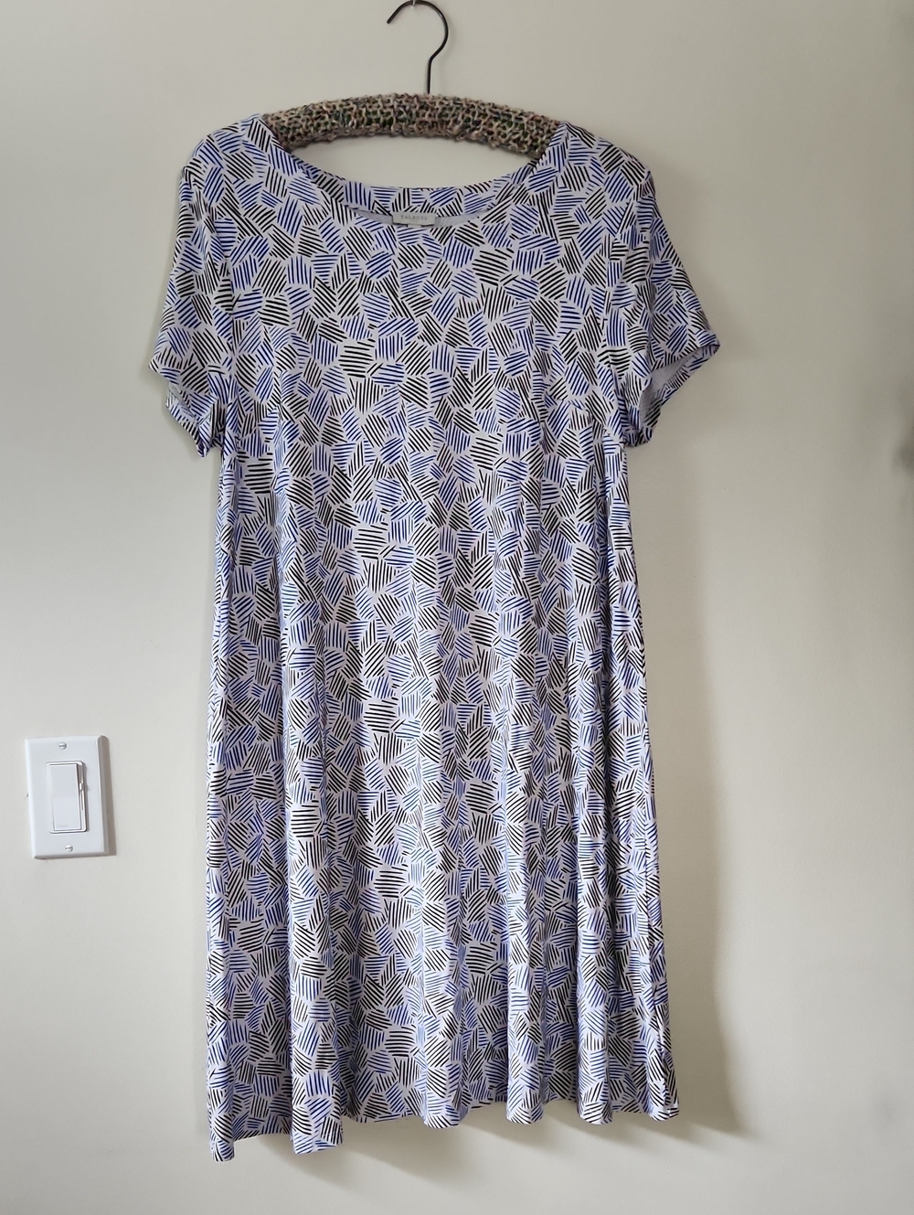 Blue Geometric Midi Swing Dress - Women